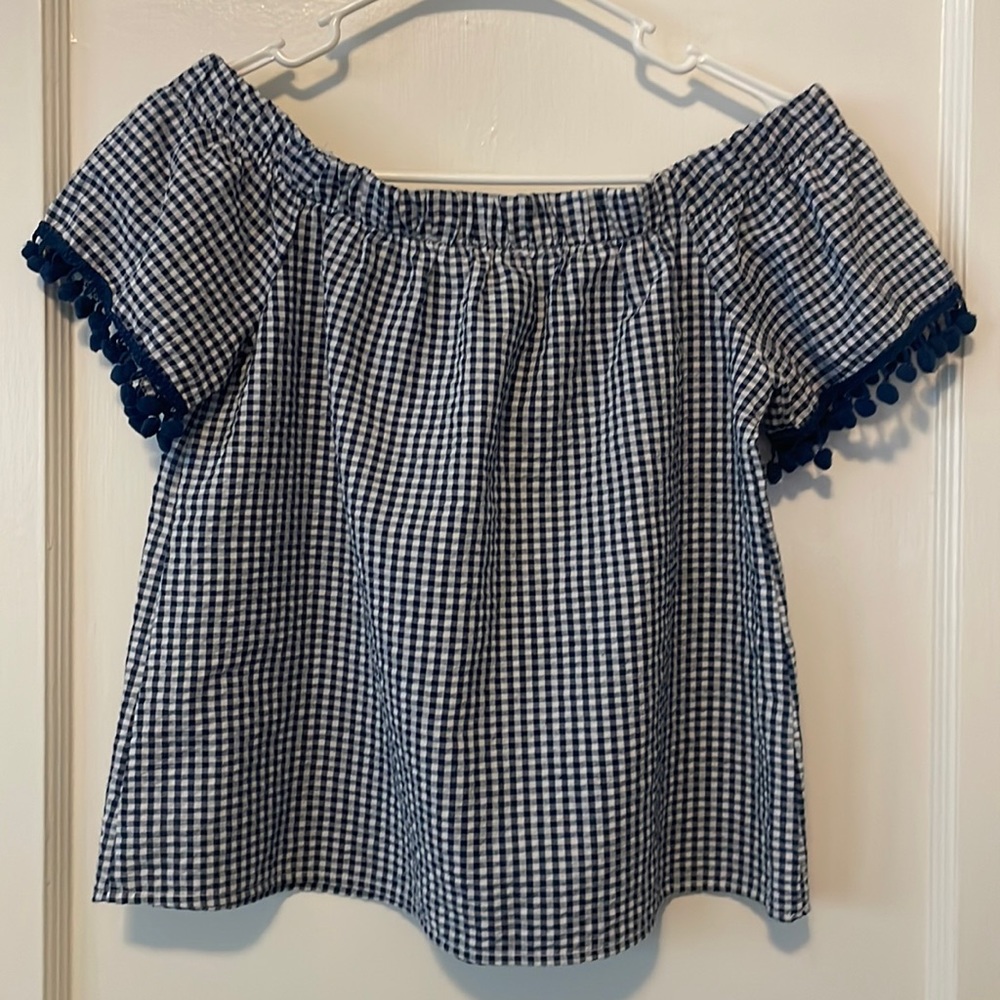 Off the shoulder gingham top